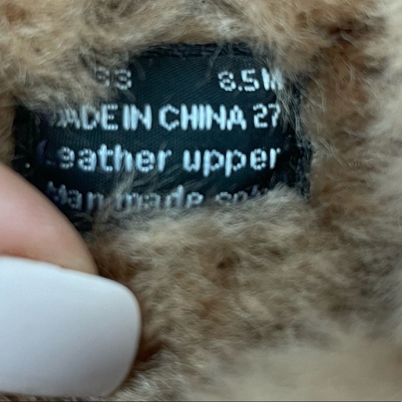 CLARKS brown Nubuck Leather Wedge Fur Lined Snow Winter Boots Foldover Size 8.5 - Picture 7 of 8